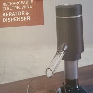 Rechargeable electric wine aerator and dispenser.